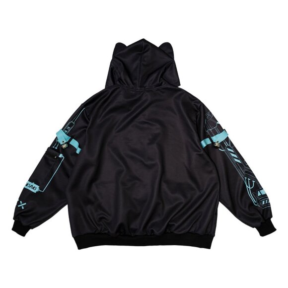 NEW ACDC RAG Error Code Cyberpunk Tech Oversized Black Blue Jacket - Picture 2 of 11
